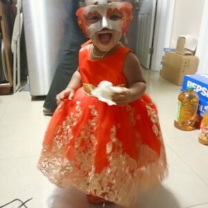 Elgant Red & Gold Dress